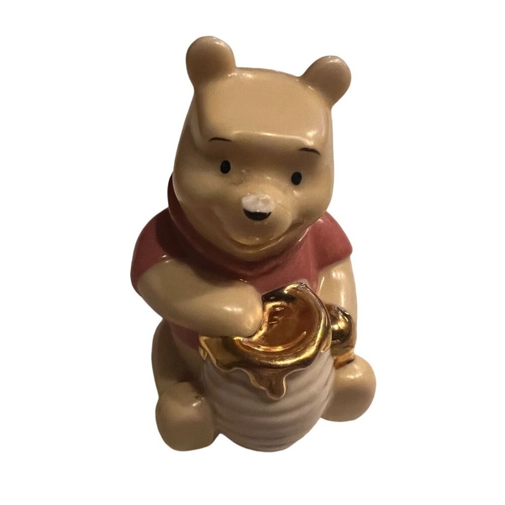 Disney Lenox Winnie The Pooh Ceramic Figurine With Honey Pot Salt/Pepper 2.75" - Picture 1 of 6